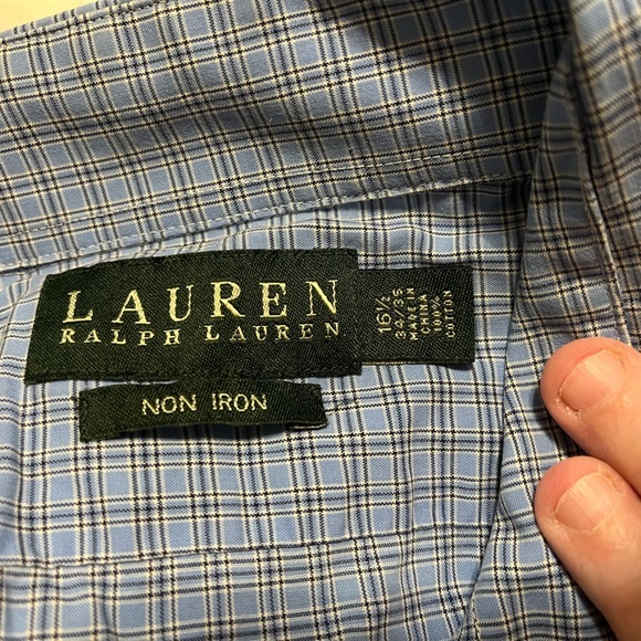 RALPH LAUREN Non Iron DRESS SHIRT Blue Plaid MENS SIZE 16 1/2 34/35 - Picture 2 of 5